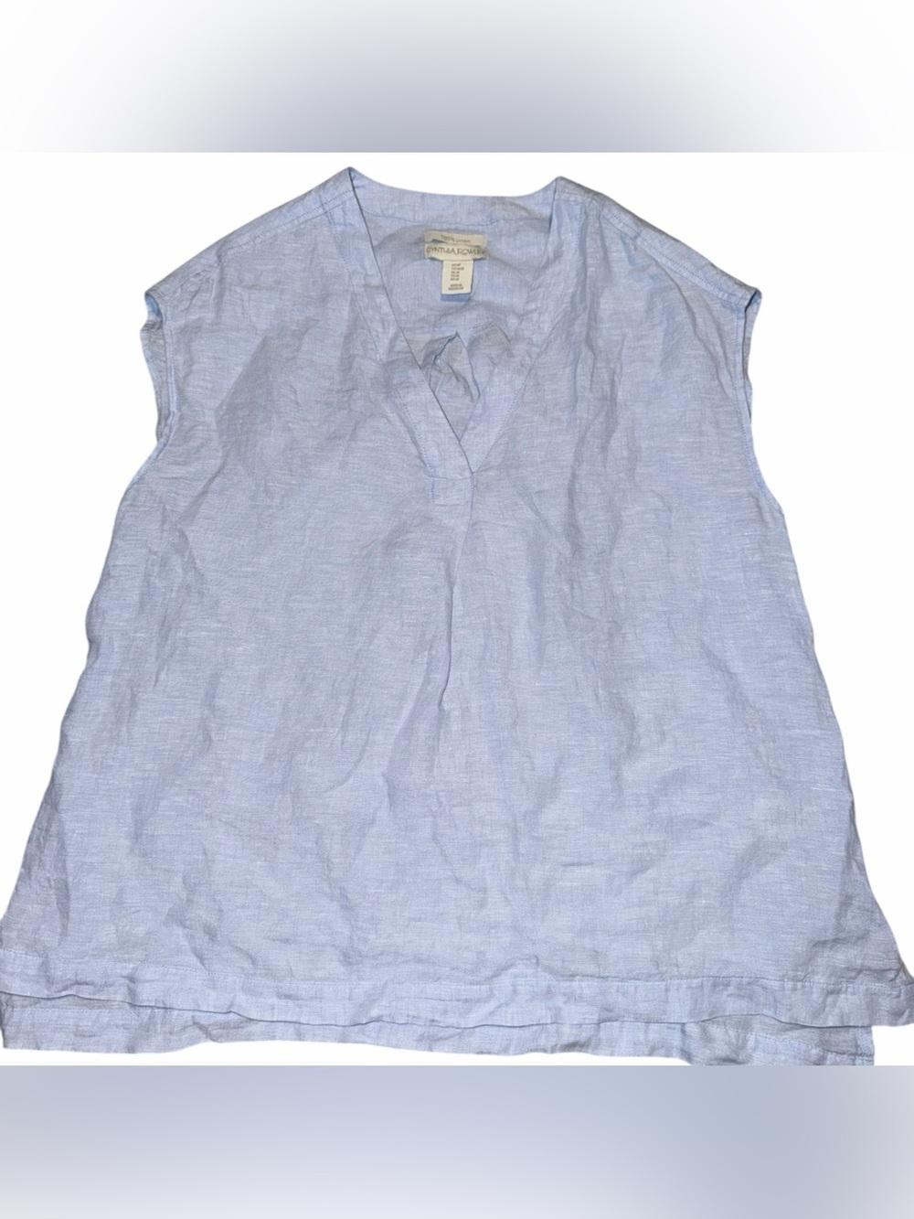 Cynthia Rowley Pale Blue 100% Linen V-Neck Sleeveless Camisole
